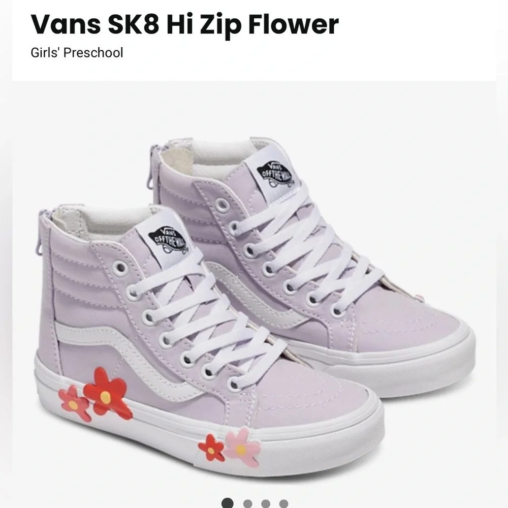 Vans Sk8-Hi Zip Flower Sneakers in Red and Tan - Picture 6 of 6